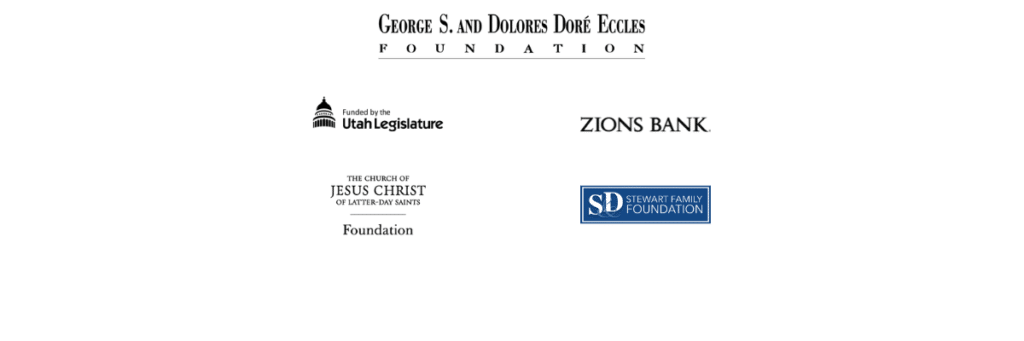 Music Elevated: Forever Mighty® State Tour Sponsors including George S. and Dolores Dore Eccles Foundation, Utah Legislature, Zions Bank, LDS Foundation, and Stewart Family Foundation