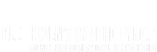 White text on a black background reads Beethoven’s Symphony No. 1 with smaller text below stating Madison Leonard sings dazzling Mozart arias.