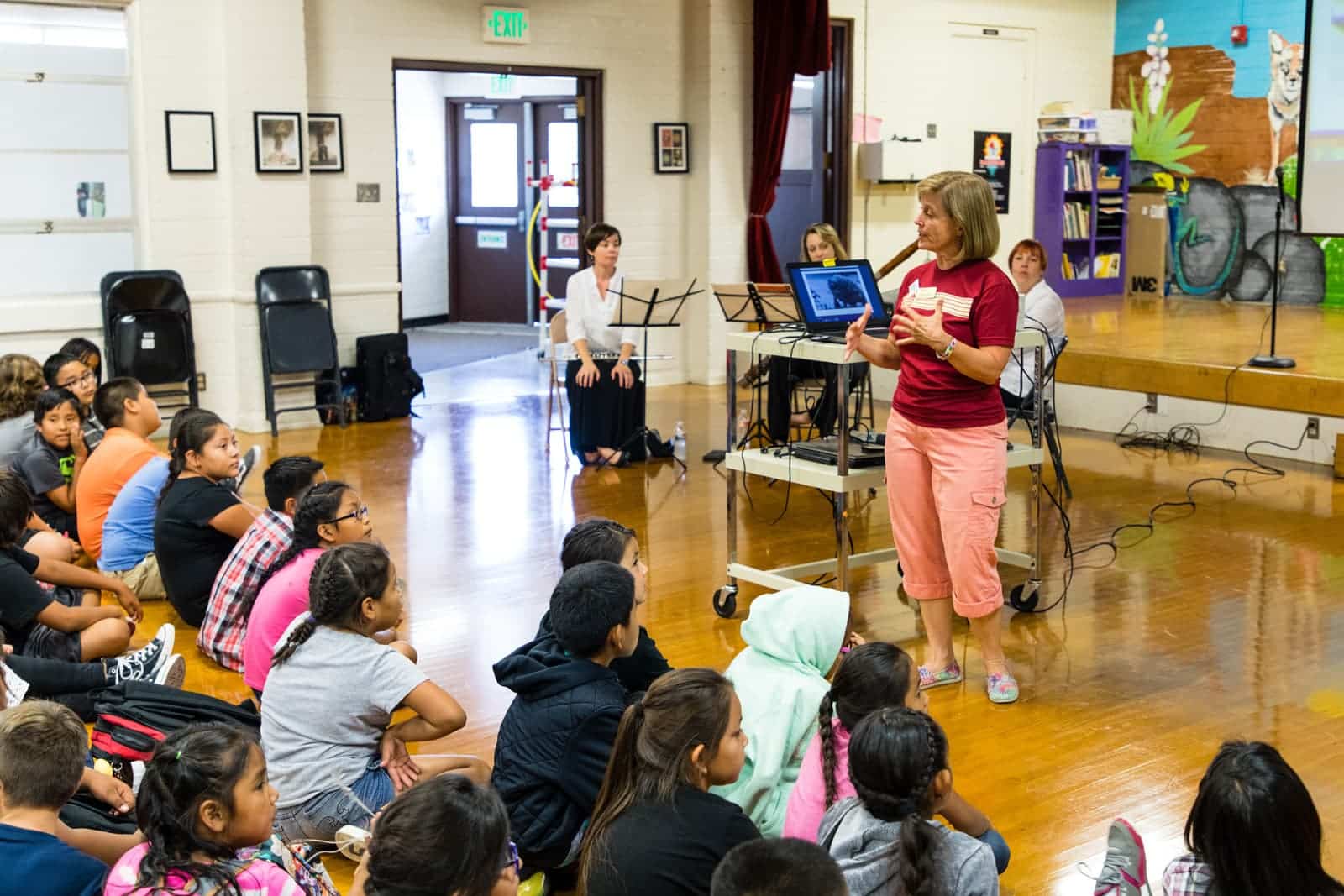 Paula Fowler, Director of Education at Utah Symphony | Utah Opera, teaching students at Bluff Elementary.