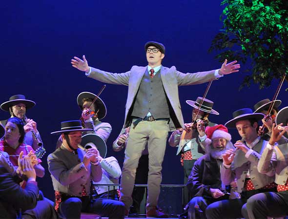 Opera Philadelphia production of The Barber of Seville. Photos by Kelly & Massa. Taylor Stayton is Count Almaviva, who arrives in Seville in pursuit of the beautiful Rosina.