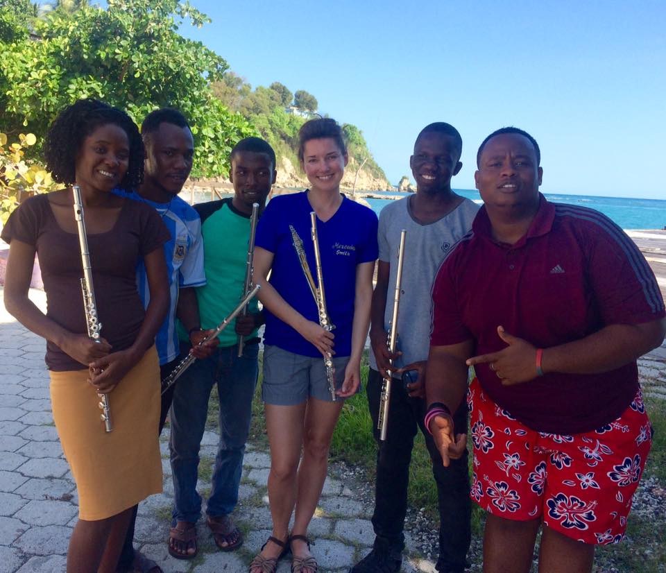 Mercedes Smith with students in Haiti