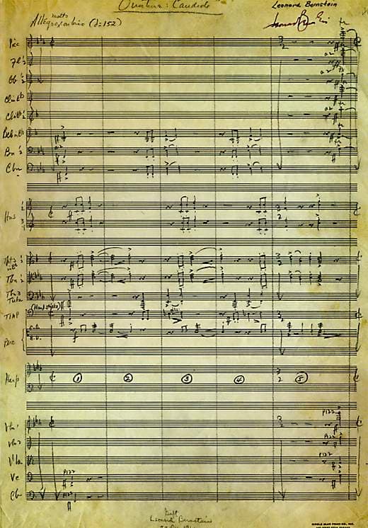 First page of the manuscript of the Overture to Candide.