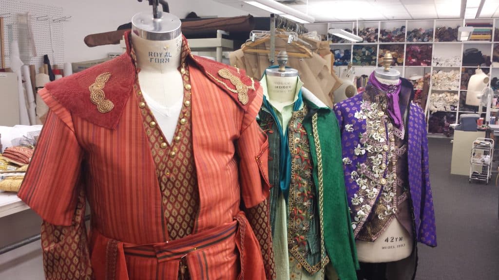 Preview of unfinished costumes for Abduction from the Seraglio. From left to right: Osmin, Pedrillo, Belmonte