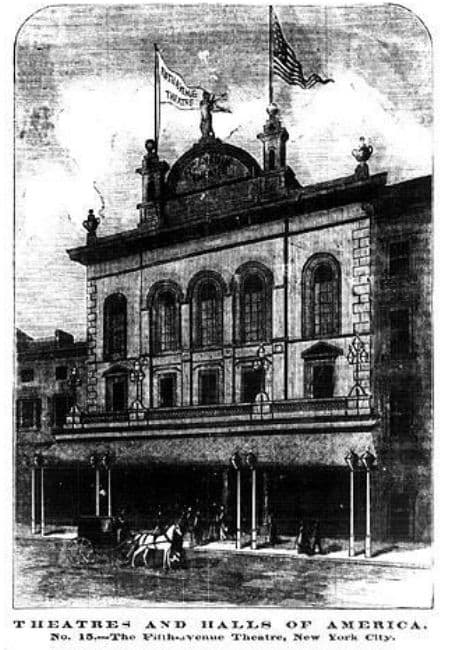 Figure 2 - The Fifth Avenue Theatre, New York City. Engraved illustration published in The New York Clipper, 17 October 1874.